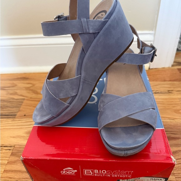 Abeo Light Blue Hana Wedge Sandals Suede - Picture 5 of 13